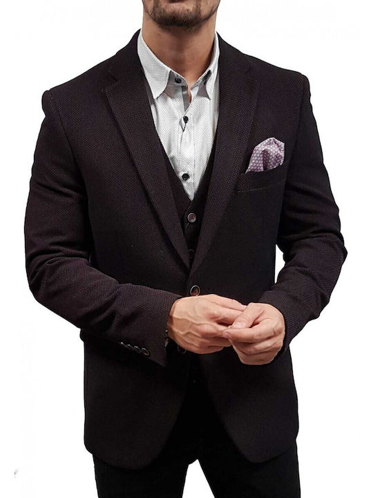 A.miro Yg26-5400 Bordeaux Herrenanzugsjacke Schwarz