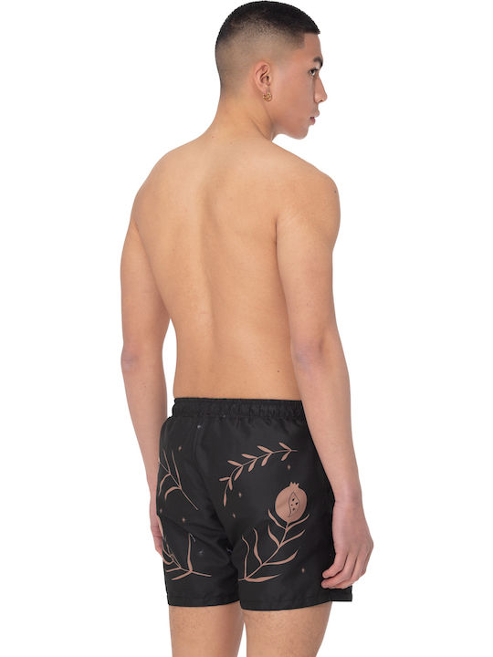 Né En Août Men's Swim Shorts In Black Pomegranate Good Luck