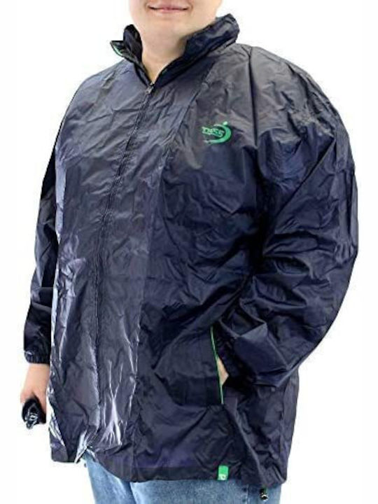Zac D555 Duke Clothing Μπουφάν Αδιάβροχο Αντιανεμικό Κουκούλα Μέσα Στο Γιακά Σκουρο Μπλε