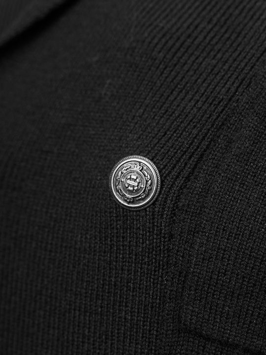 Men's Knitted Cardigan Cross Closure Black