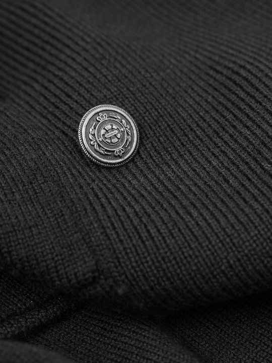 Men's Knitted Cardigan Cross Closure Black