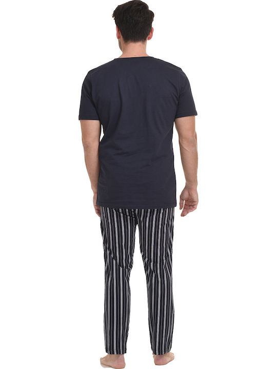Gazzaz Pijamale Bărbătești Din Bumbac Pantaloni Lungi-008039 Negru