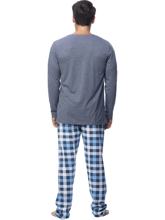 Gazzaz Pijamale pentru Bărbați cu Decolteu în V Plus Size 1xl-4xl 101013 Antracit