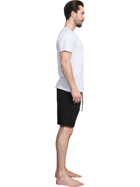 Gazzaz Herrenpyjamas Kurzarm Pyjama Shorts "8 Deadly Seas Brave"-811325 Grau Melange