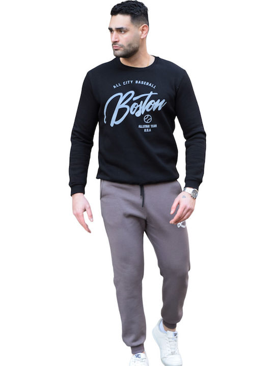 Herren Sweatshirt Bluse Ohne Kapuze Griechische Firma Schwarz Kode.ft262