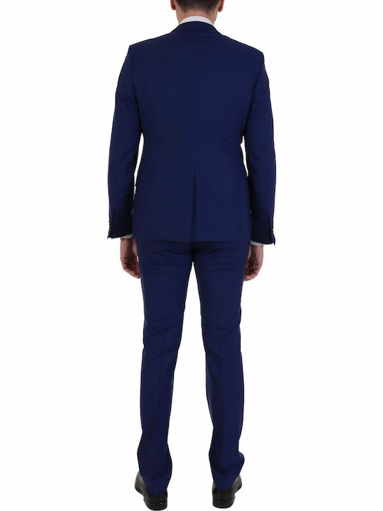 Tom Frank Costum Dublu Nasture Albastru Electric