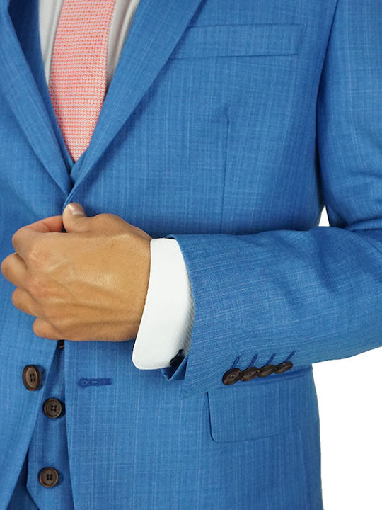 Boston Ανδρικό Κουστούμι Μπλε Ρουά Slim Fit 4501/4 65% Πολυεστέρας 35% Βισκόζη