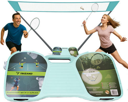 Complete Portable Badminton Set 4 1 Rackets Net Case Foldable 285x155 Cm Aria Trade