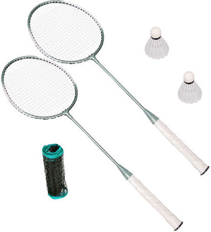 Complete Portable Badminton Set 4 1 Rackets Net Case Foldable 285x155 Cm Aria Trade