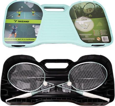 Complete Portable Badminton Set 4 1 Rackets Net Case Foldable 285x155 Cm Aria Trade