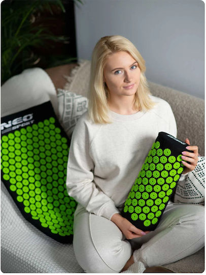 Saltea de Acupresiune Neorelax de la Idealstore Tehnologie de Presare la Cald Husă Detasabilă Geantă de Depozitare Ajută la Diverse Afecțiuni Culoare Negru Verde