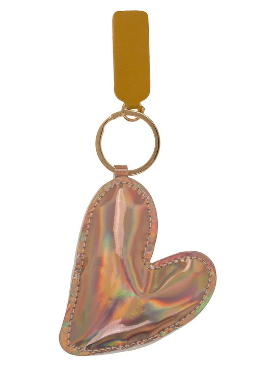 Metal Keychain, Heart, Approx. 14.5 X 7.5 cm, 4 Colors, PU Leather, 24/display