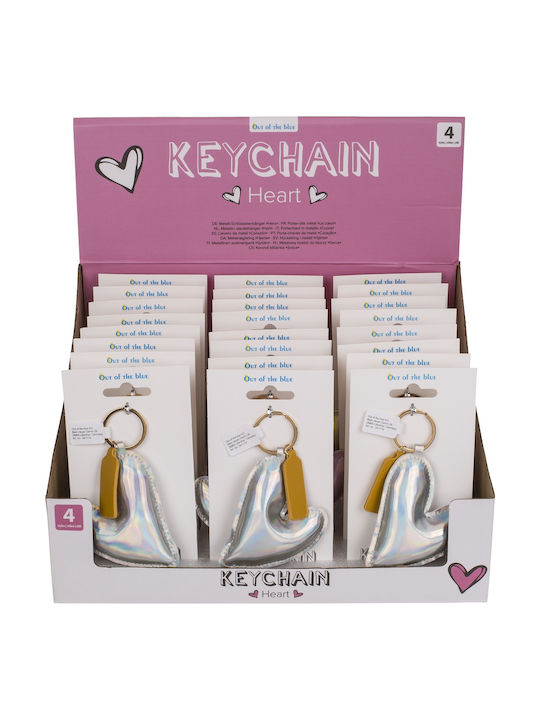 Metal Keychain, Heart, Approx. 14.5 X 7.5 cm, 4 Colors, PU Leather, 24/display