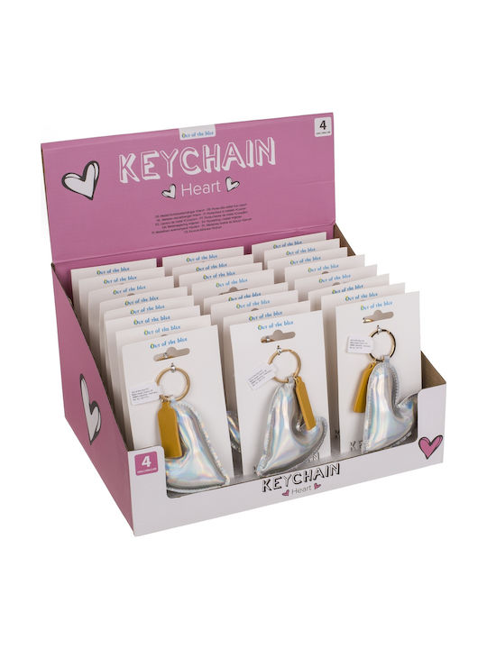 Metal Keychain, Heart, Approx. 14.5 X 7.5 cm, 4 Colors, PU Leather, 24/display