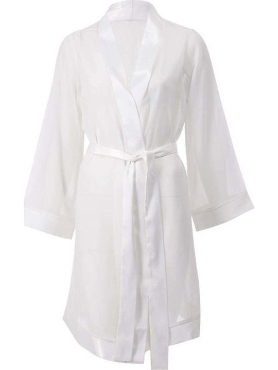 Luna Women's Satin Robe White 5803 Luna Women's Satin Robe White 5803