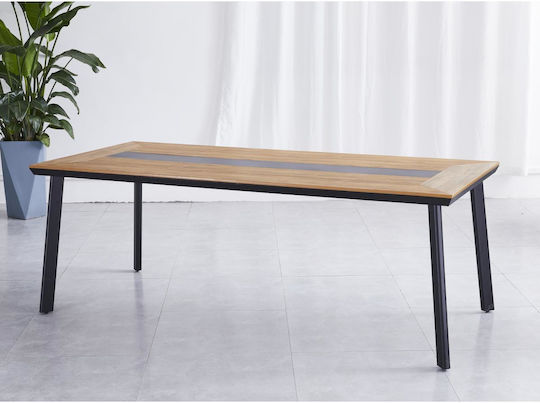 Τραπέζι Ruacana 200x90x73 Γκρι / καρυδί