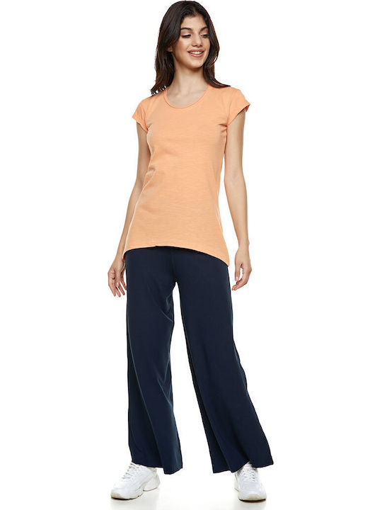 Hohe Taille Jogginghose Breit Marineblau