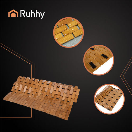Ruhhy Неслизащо Бански килим Дърво Правоъгълена Кафяв 50x80бр