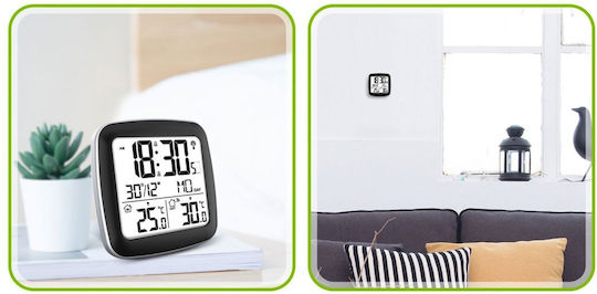 Stație meteo profesională wireless Idealstore pentru exterior și interior, cu temperatură, calendar, ceas deșteptător, funcție de amânare, rază de acțiune de 60 m, măsurători ușor de citit, design modern