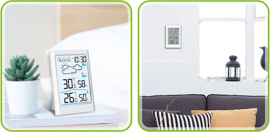 Wireless Weather Station Idealstore Outdoor Sensor Hygrometer Indoor Outdoor Humidity Weather Forecast Calendar Lcd Screen Backlight White Color