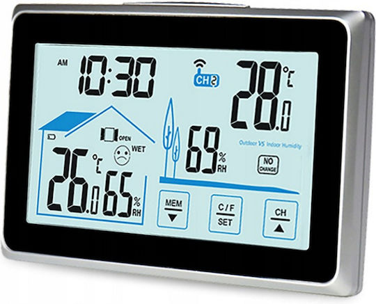 Professionelle drahtlose Wetterstation Pro Galaxy@ Idealstore Innen- und Außenluftfeuchtigkeit Wetterstation Externer Sensor Stabiler Standfuß Beleuchteter LCD-Bildschirm Reichweite 60m Schwarz-Grau