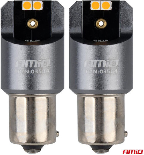 AMiO Lampen Auto PY21W-BAU15s Canbus LED 6000K Kaltes Weiß 12-24V 2Stück