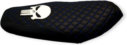 Adress125 Suzuki Quilted Baklava Motorcycle Seat Cover Red Stitches White Punisher Logo