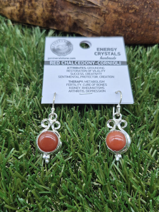 Silver Plated Pendant Earrings Carnelian