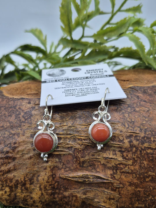 Silver Plated Pendant Earrings Carnelian