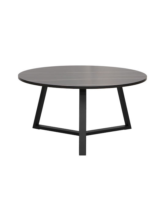 Round Central Coffee Table Berton Made of Solid Wood Marble W80xL80xH40cm