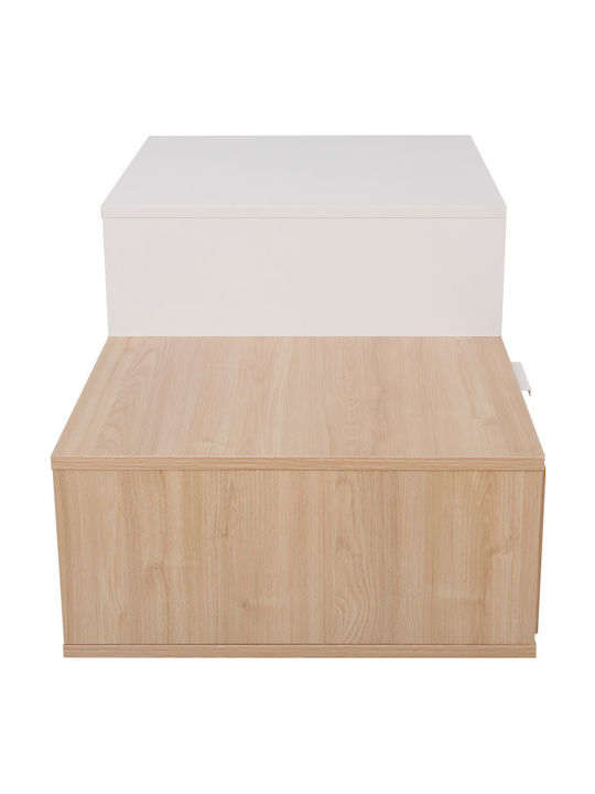 Wooden Sitting Room Table for Small Outdoor Spaces Vople Natural White Shade 90x50x40cm