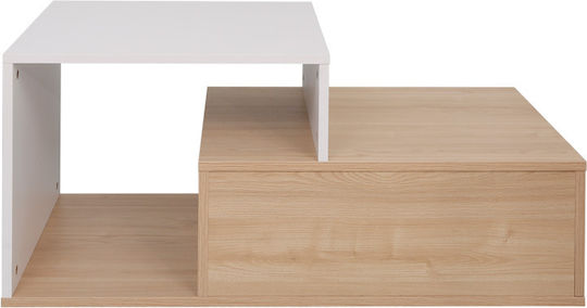 Wooden Sitting Room Table for Small Outdoor Spaces Vople Natural White Shade 90x50x40cm