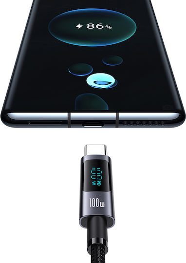 Eko 100w Type-c To Lightning Charging Cable Display Sf Model Led Screen 1.2m Black