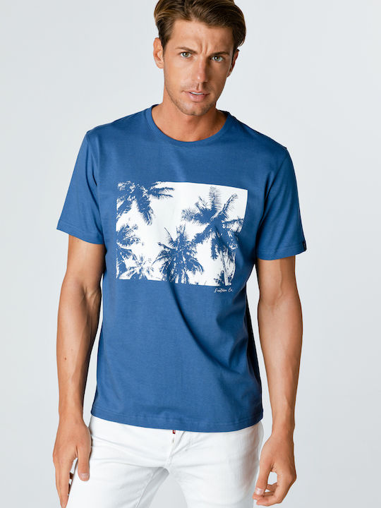 Τύπωμα Palmtrees Denim T-shirt Μπλε