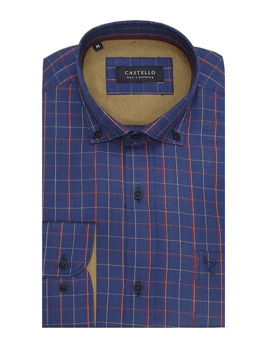 Long Sleeve Shirt in Regular Fit Checked Navy