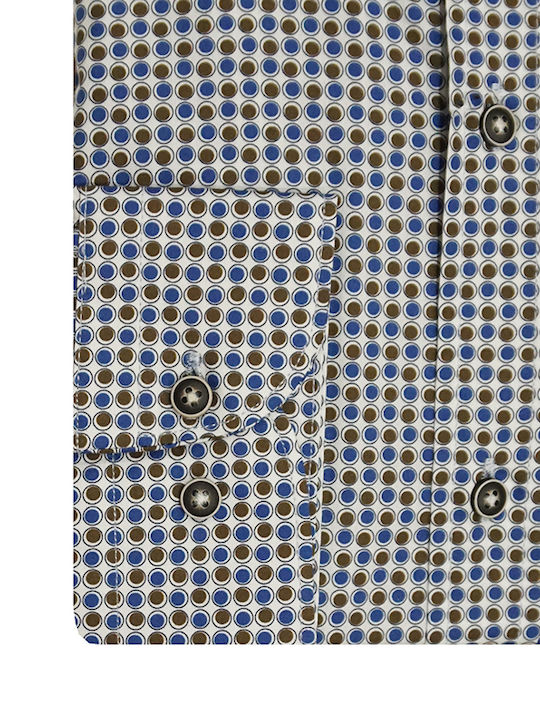 Long Sleeve Cotton Shirt in Slim Fit Blue