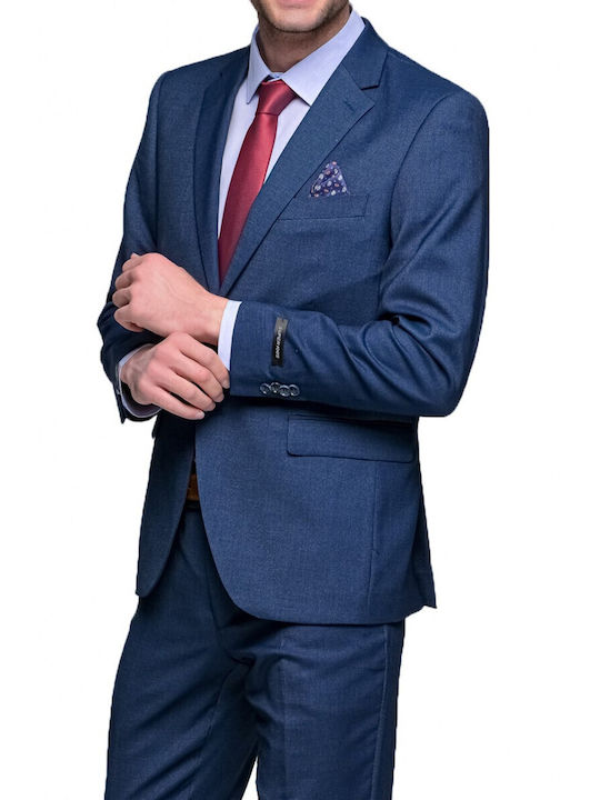 Herrenanzug mit Weste mit Schlank Passform Navy - Blau