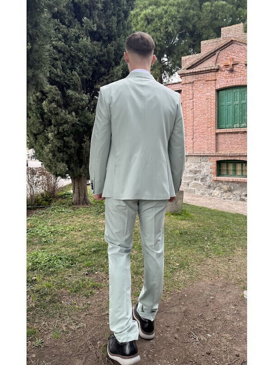 Men's Summer Suit with Vest Slim Fit Pink
