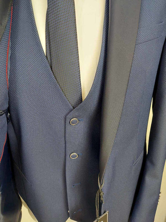 Costum Bărbați Cu vestă Blue