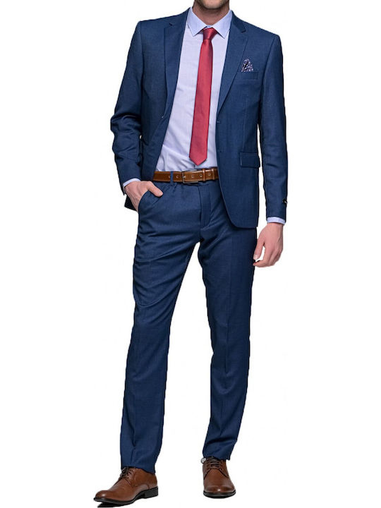 Herrenanzug mit Weste mit Schlank Passform Navy - Blau