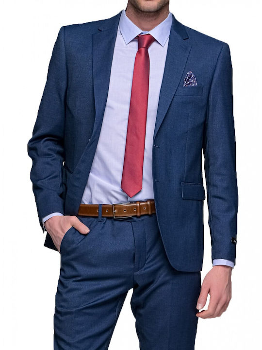 Herrenanzug mit Weste mit Schlank Passform Navy - Blau