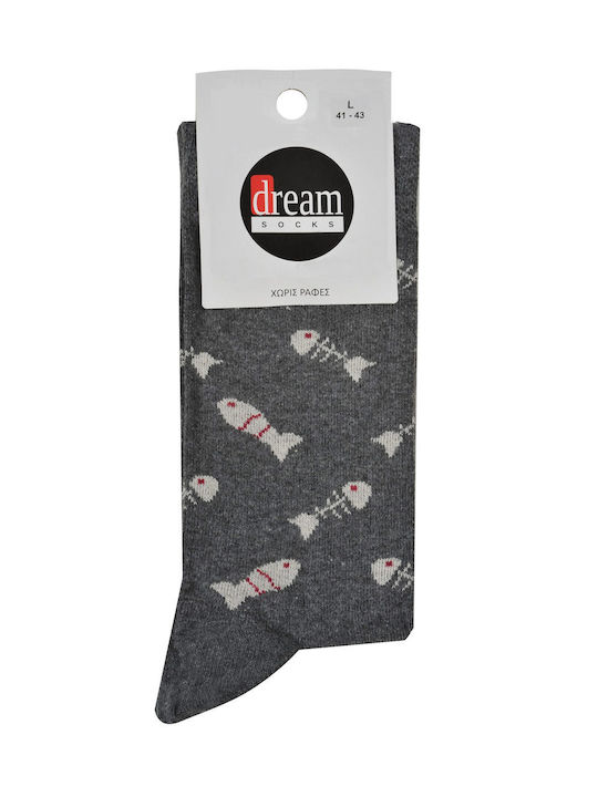 Dream Socks Ανδρικές Κάλτσες με Σχέδια Γκρι