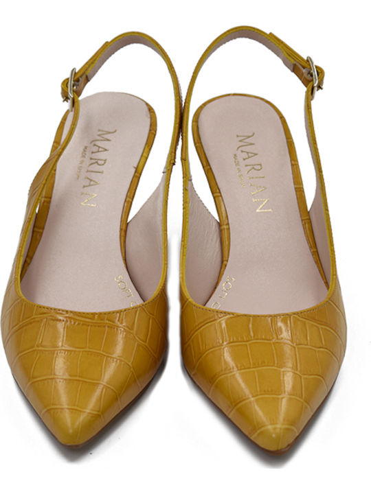 Leather Pointed Toe Yellow Heels