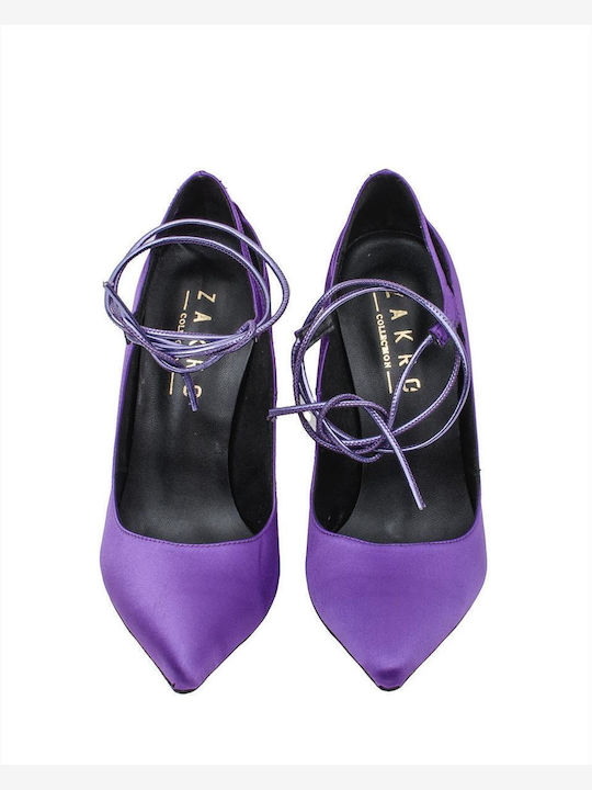 Pointed Toe Purple Heels with Strap