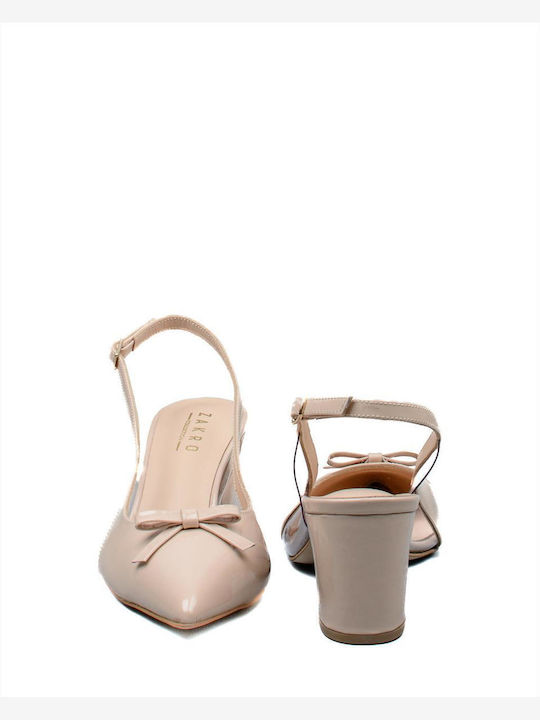 Leather Pink Heels with Strap