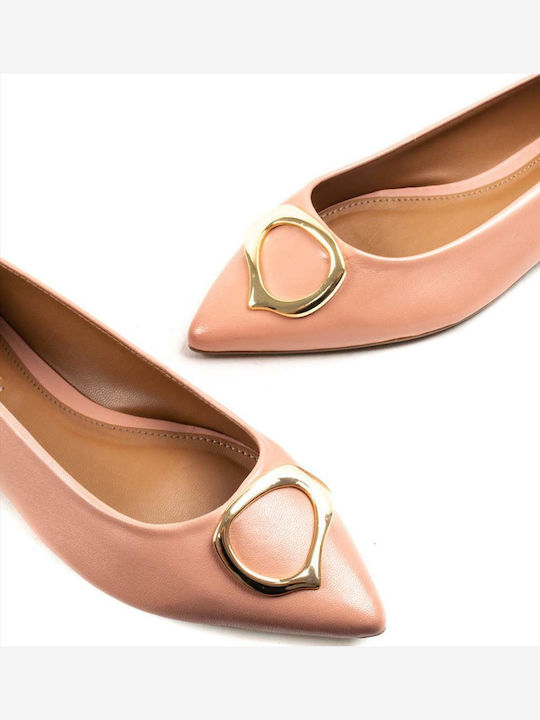 Leather Pointy Ballerinas Pink