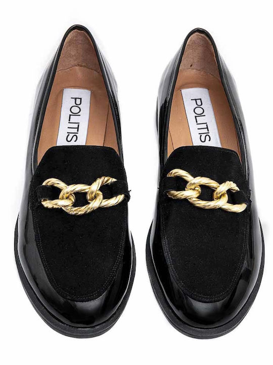 Δερμάτινα Γυναικεία Loafers σε Μαύρο Χρώμα