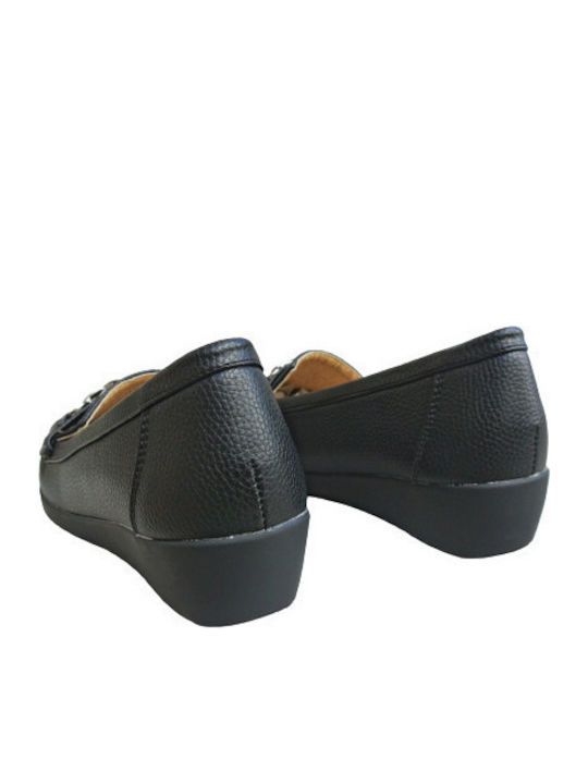 Leather Women's Moccasins in Black Color