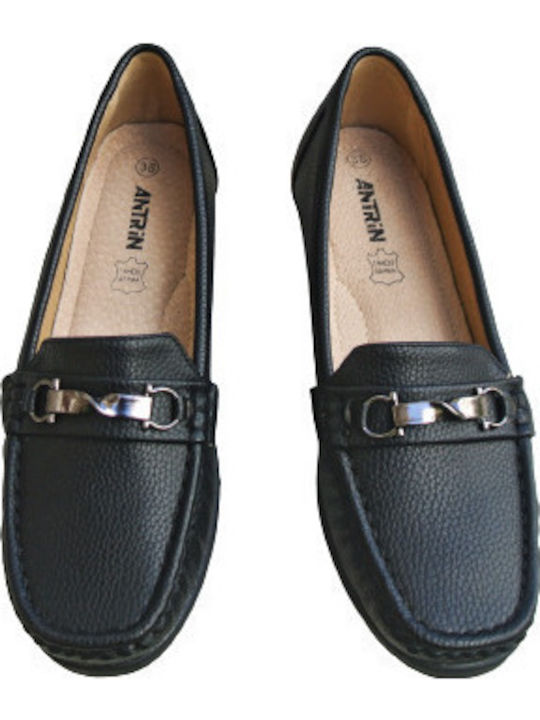 Leather Women's Moccasins in Black Color
