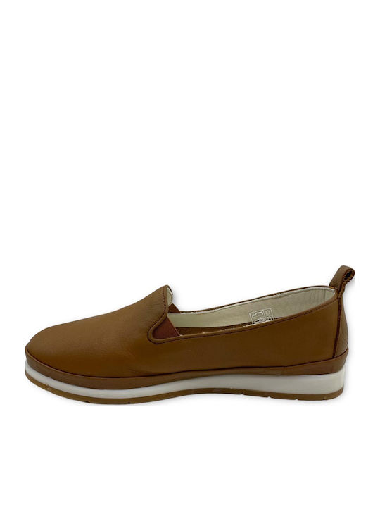 Leather Women's Moccasins in Tabac Brown Color